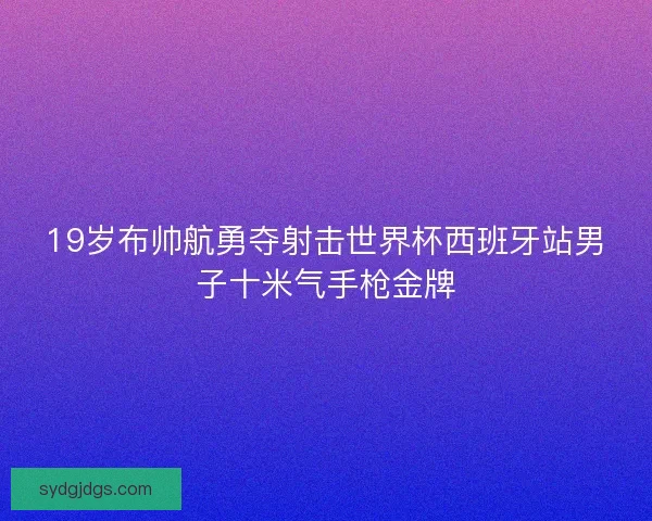 19岁布帅航勇夺射击世界杯西班牙站男子十米气手枪金牌
