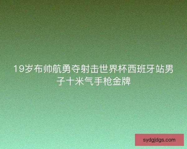 19岁布帅航勇夺射击世界杯西班牙站男子十米气手枪金牌