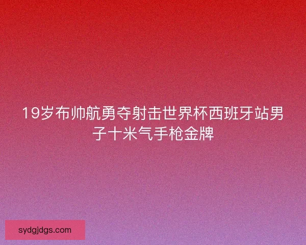 19岁布帅航勇夺射击世界杯西班牙站男子十米气手枪金牌